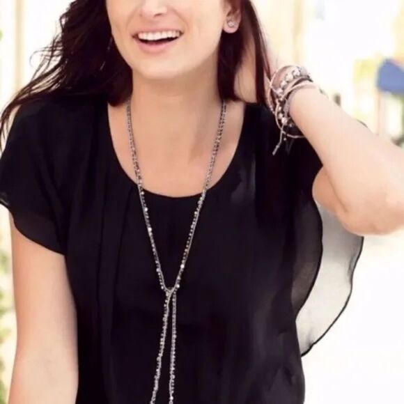 Stella & Dot Zoe Lariat Necklace – Gold Hematite Mix - Picture 5 of 12